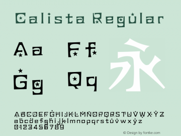 Calista Regular Version 1.00 October 24, 2013, initial release图片样张