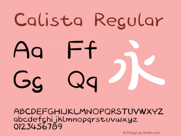 Calista Regular Version 1.00 October 21, 2013, initial release图片样张