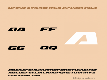 Iapetus Expanded Italic Expanded Italic Version 1.0; 2013 Font Sample