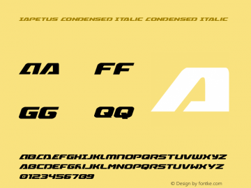 Iapetus Condensed Italic Condensed Italic Version 1.0; 2013图片样张
