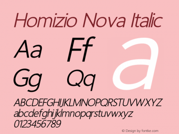 Homizio Nova Italic Version 3.000 2014 initial release图片样张