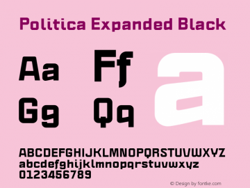 Politica Expanded Black Version 1.002;PS 001.002;hotconv 1.0.70;makeotf.lib2.5.58329;com.myfonts.sudtipos.politica2.black-exp.wfkit2.45Z3图片样张