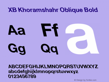 XB Khoramshahr Oblique Bold Version 8.005 2009 Font Sample