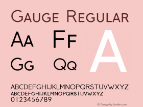 Gauge Regular Version 1.20 Font Sample