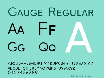 Gauge Regular Version 1.40 Font Sample