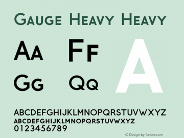 Gauge Heavy Heavy Version 1.00 2013 Font Sample
