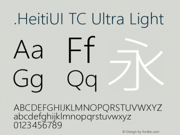 .HeitiUI TC Ultra Light 9.0d9e3 Font Sample