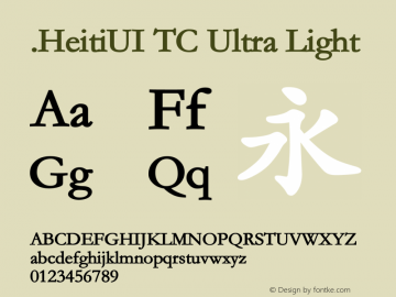 .HeitiUI TC Ultra Light 9.0d9e3图片样张