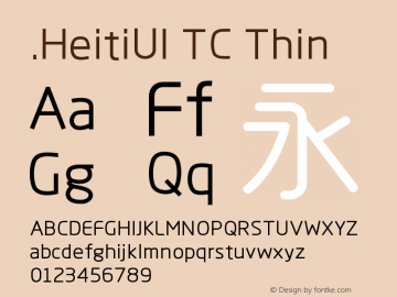 .HeitiUI TC Thin 9.0d8e1 Font Sample