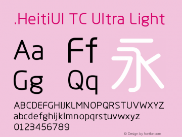 .HeitiUI TC Ultra Light 9.0d9e4 Font Sample