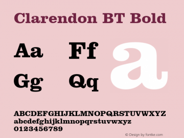 Clarendon BT Bold Version 2.001 mfgpctt 4.4 Font Sample