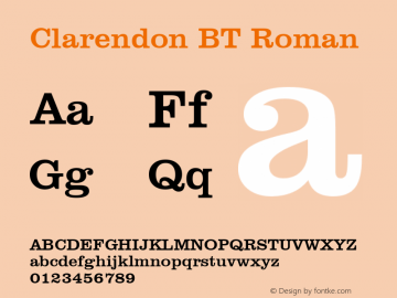 Clarendon BT Roman Version 1.01 emb4-OT Font Sample