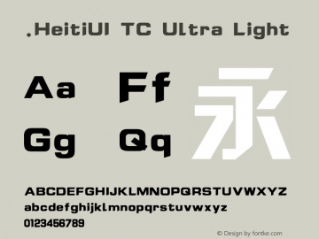 .HeitiUI TC Ultra Light 10.0d4e2 Font Sample