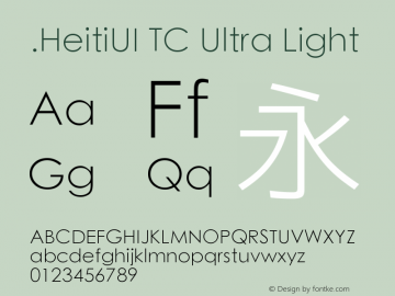 .HeitiUI TC Ultra Light 9.0d9e4图片样张