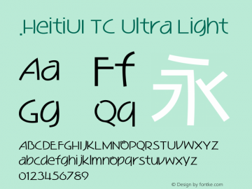 .HeitiUI TC Ultra Light 10.0d4e2 Font Sample