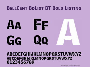 BellCent BdList BT Bold Listing Version 1.01 emb4-OT图片样张