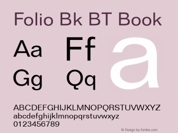 Folio Bk BT Book mfgpctt-v4.4 Jan 4 1999 Font Sample