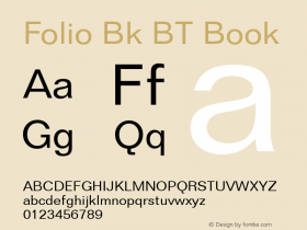 Folio Bk BT Book Version 2.001 mfgpctt 4.4 Font Sample