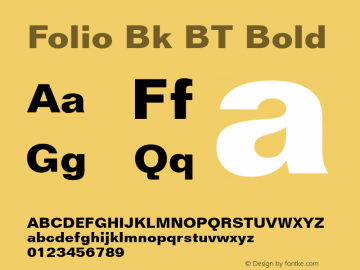 Folio Bk BT Bold Version 2.001 mfgpctt 4.4 Font Sample