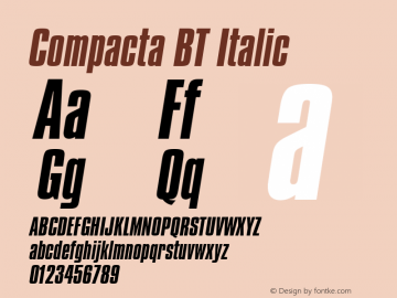 Compacta BT Italic mfgpctt-v1.52 Wednesday, January 27, 1993 10:38:54 am (EST) Font Sample
