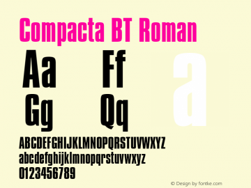 Compacta BT Roman mfgpctt-v1.52 Wednesday, January 27, 1993 10:37:36 am (EST)图片样张