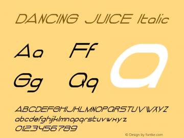 DANCING JUICE Italic Version 1.000 2014 initial release Font Sample