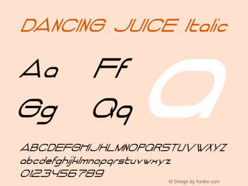 DANCING JUICE Italic Version 1.000 2014 initial release Font Sample