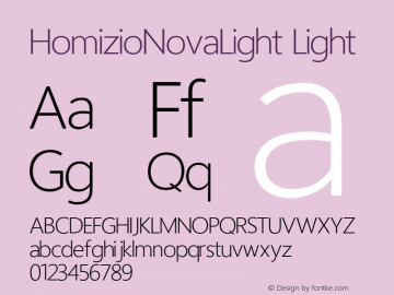 HomizioNovaLight Light Version 3.000 2012 initial release Font Sample