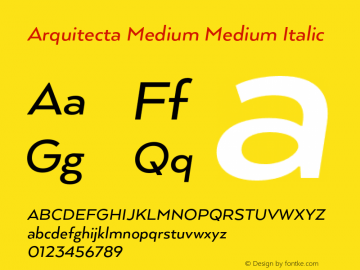 Arquitecta Medium Medium Italic 1.000 Font Sample