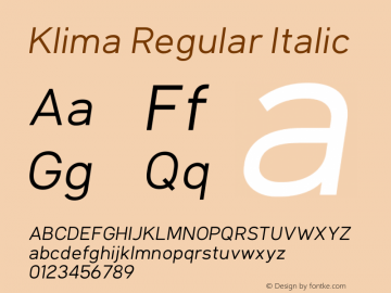 Klima Regular Italic Version 1.1图片样张