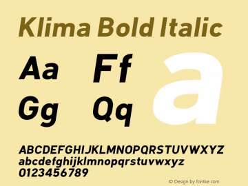 Klima Bold Italic Version 1.100 Font Sample