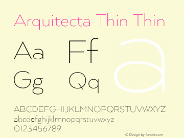 Arquitecta Thin Thin 1.000 Font Sample