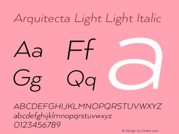 Arquitecta Light Light Italic 1.000 Font Sample