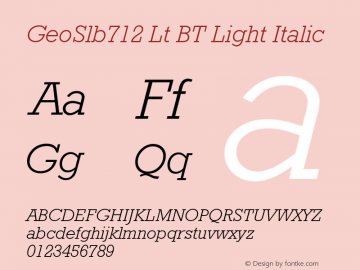 GeoSlb712 Lt BT Light Italic Version 1.01 emb4-OT图片样张