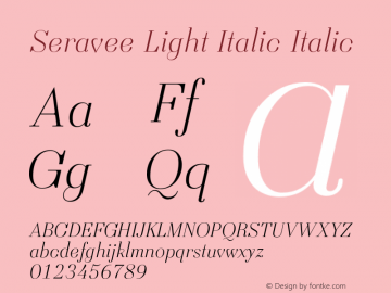 Seravee Light Italic Italic Version 2.002;com.myfonts.stawix.seravee.light-italic.wfkit2.3FTY Font Sample