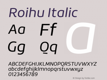 Roihu Italic 1.000 Font Sample