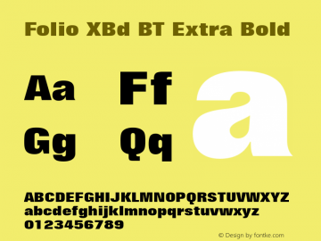 Folio XBd BT Extra Bold mfgpctt-v1.52 Wednesday, January 27, 1993 4:39:25 pm (EST) Font Sample