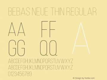Bebas Neue Thin Regular Version 1.003;PS 001.003;hotconv 1.0.70;makeotf.lib2.5.58329 Font Sample