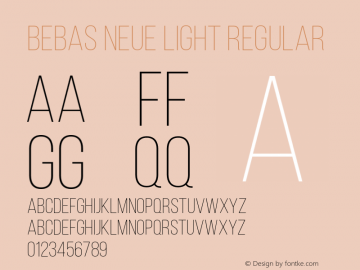 Bebas Neue Light Regular Version 001.003 Font Sample