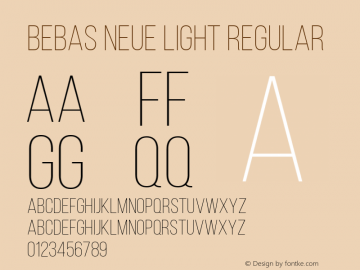 Bebas Neue Light Regular Version 001.003 Font Sample