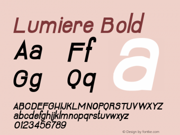 Lumiere Bold Version 1.00 January 13, 2014, initial release图片样张