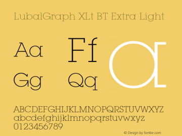 LubalGraph XLt BT Extra Light mfgpctt-v4.4 Dec 29 1998 Font Sample