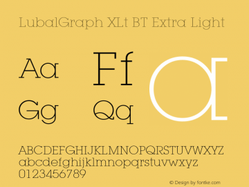 LubalGraph XLt BT Extra Light mfgpctt-v4.4 Dec 29 1998图片样张