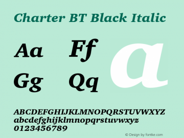 Charter BT Black Italic mfgpctt-v1.53 Monday, February 1, 1993 11:52:07 am (EST) Font Sample