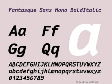 Fantasque Sans Mono BoldItalic Version 1.6.1 Font Sample