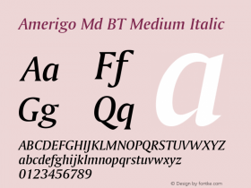 Amerigo Md BT Medium Italic mfgpctt-v4.4 Jan 4 1999图片样张