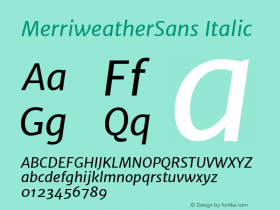 MerriweatherSans Italic Version 1.000; ttfautohint (v0.97) -l 13 -r 13 -G 0 -x 14 -f dflt -w 