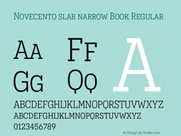 Novecento slab narrow Book Regular Version 1.001;PS 001.001;hotconv 1.0.70;makeotf.lib2.5.58329图片样张