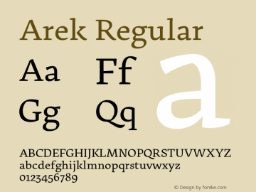 Arek Regular Version 1.200;PS 001.200;hotconv 1.0.70;makeotf.lib2.5.58329 Font Sample