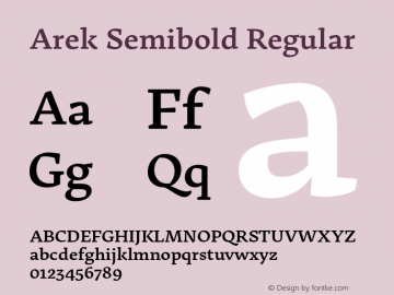 Arek Semibold Regular Version 1.200;PS 001.200;hotconv 1.0.70;makeotf.lib2.5.58329图片样张